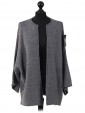 Batwing Wool Mix Open Front Cardigan Grey