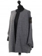 Batwing Wool Mix Open Front Cardigan Grey Side