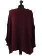 Batwing Wool Mix Open Front Cardigan Maroon Back
