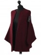 Batwing Wool Mix Open Front Cardigan Maroon Side