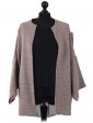 Batwing Wool Mix Open Front Cardigan Mocha