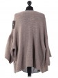 Batwing Wool Mix Open Front Cardigan Mocha Back