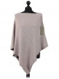 Ladies Cashmere Mix Side Zip Detail Knitted Poncho Shrug beige