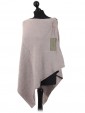 Ladies Cashmere Mix Side Zip Detail Knitted Poncho Shrug  beige side