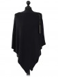 Ladies Cashmere Mix Side Zip Detail Knitted Poncho Shrug black 