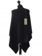 Ladies Cashmere Mix Side Zip Detail Knitted Poncho Shrug  black side