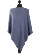 Ladies Cashmere Mix Side Zip Detail Knitted Poncho Shrug  denim back