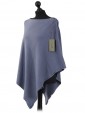 Ladies Cashmere Mix Side Zip Detail Knitted Poncho Shrug  denim side