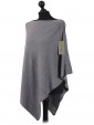 Ladies Cashmere Mix Side Zip Detail Knitted Poncho Shrug grey side