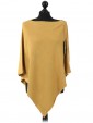 Ladies Cashmere Mix Side Zip Detail Knitted Poncho Shrug  mustard