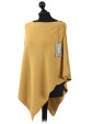 Ladies Cashmere Mix Side Zip Detail Knitted Poncho Shrug  mustard side