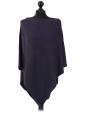Ladies Cashmere Mix Side Zip Detail Knitted Poncho Shrug  navy