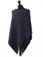 Ladies Cashmere Mix Side Zip Detail Knitted Poncho Shrug  navy side