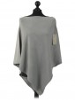 Ladies Cashmere Mix Side Zip Detail Knitted Poncho Shrug olive