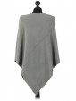 Ladies Cashmere Mix Side Zip Detail Knitted Poncho Shrug olive back