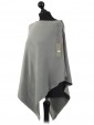 Ladies Cashmere Mix Side Zip Detail Knitted Poncho Shrug olive side