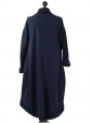 Ladies Waterfall Contrast Border Long Cardigan Navy Back