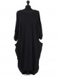 Plain Cotton Lagenlook Dress Black