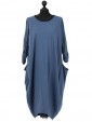 Plain Cotton Lagenlook Dress Denim