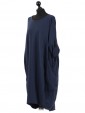 Plain Cotton Lagenlook Dress Navy Side