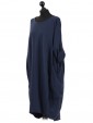 Plain Cotton Lagenlook Dress Navy Side