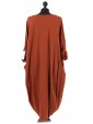 Plain Cotton Lagenlook Dress Rust Back