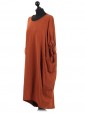 Plain Cotton Lagenlook Dress Rust Side