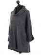 Italian Cowl Neck Top Charcoal Side