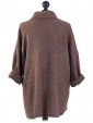 Italian Cowl Neck Top Brown Back