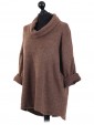 Italian Cowl Neck Top Brown Side