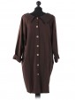 Italain Drop Neck Diamond Pattern Dress brown back