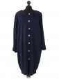 Italain Drop Neck Diamond Pattern Dress navy back