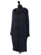 Italain Drop Neck Diamond Pattern Dress navy side