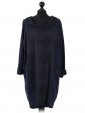 Italain Drop Neck Diamond Pattern Dress navy