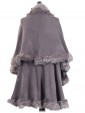 Faux Fur Double Layered Woollen Cape Mocha Back