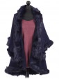 Faux Fur Double Layered Woollen Cape Navy