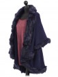 Faux Fur Double Layered Woollen Cape Navy Side