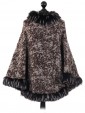 Italian Faux Fur Wool Poncho Beige