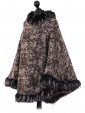Italian Faux Fur Wool Poncho Beige Side