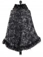 Italian Faux Fur Wool Poncho Grey