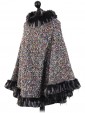 Italian Faux Fur Wool Poncho Multi SIde