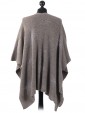 Ladies Glitter Star Pattern Knitted Cape beige back