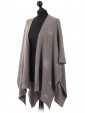 Ladies Glitter Star Pattern Knitted Cape beige side