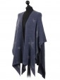Ladies Glitter Star Pattern Knitted Cape blue side