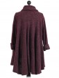 Italian Cowl Neck High Low Knitted Tunic Top Maroon Back