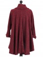 Italian Cowl Neck High Low Knitted Tunic Top Red Back