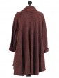 Italian Cowl Neck High Low Knitted Tunic Top Rust Back