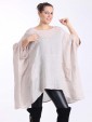 Italian Batwing Sleeves Plain Linen Top With Front Pocket-Nude
