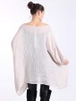 Italian Batwing Sleeves Plain Linen Top With Front Pocket-Nude back