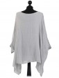 Italian Batwing Sleeves Plain Linen Tunic Top-Grey back